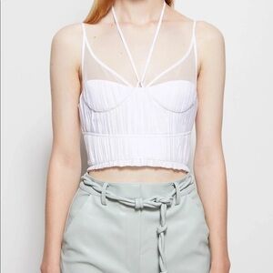 Jonathan Simkhai White Mesh Bodice Crop Top